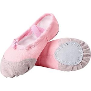 Balletschoenen voor meisjes, leren teen, canvas schoenen voor meisjes, balletschoenen, splitzool, gymnastiek, schaatsen, yoga, dansen, dagelijkse praktijk, roze, 39 EU