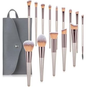 MQPALZKD 14 Champagne Gouden Make-up Kwastensets, Wenkbrauwborstels, Losse Poederkwasten, Beautytools