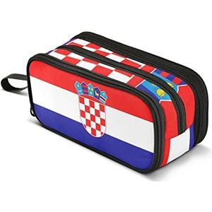 Kroatische Vlag Hoge Capaciteit Potlood Pen Case voor Meisjes Jongens Kinderen, School Supply Accessoire Rits Pouch Kantoor Organizer Reizen Make-up Tas voor Vrouwen Volwassenen