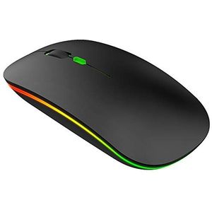 Draadloze muis, 10M 1200DPI 2.4G oplaadbare USB draadloze gamingmuis Muizen met kleurrijk LED-licht voor 98/Me/2000/XP/Vista/Win 7/Win8/10/Vista OS, enz.(Zwart)