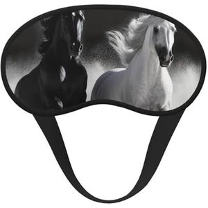 Zwart-wit Paarden Hardlopen Slaapmasker Zacht Comfortabel Oogmasker met Verstelbare Strapblackout Oogslaap Schaduw Cover voor Vrouwen Meisjes Mannen Reizen Yoga Dutje Werk