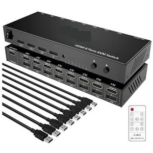 KVM USB-switch, 8 in 1 uit switcherbox ondersteunt 4K30Hz,Schakelde soepel
