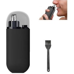 Draagbare neushaartrimmer, oor- en neushaartrimmer Clipper for mannen, met borstel Beauty Trimmer, Type-C oplaadbare neustrimmer met stofbeschermingskap (Color : Black)