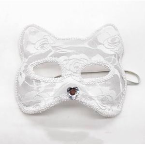 vos masker kant oogmasker dier masker half gezicht kant kat masker One size fits all Online Red Cat - White Lace+Love