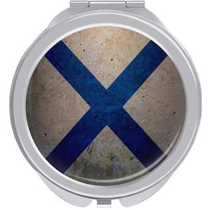 Vintage Vlag van Schotland Compacte Spiegel Ronde Pocket Make-up Spiegel Dubbelzijdige Vergroting Opvouwbare Draagbare Hand Spiegel