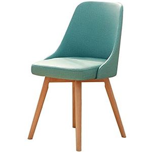 GEIRONV 1 Stuk Keuken Eetkamerstoel,Massief Hout Technologie Doek Computer Stoel voor Thuis Woonkamer Slaapkamer Lounge Stoel Eetstoelen (Color : Turquoise green)