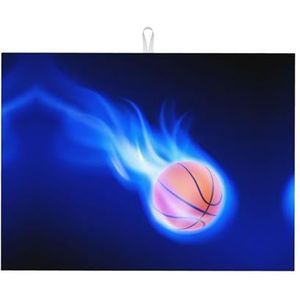 Basketbal bal afdrukken, vaatdroogmatten, absorberende afdruiprek mat voor aanrecht gootsteen mat droogpad 41 x 46 cm