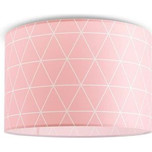 Paco Home Plafondlamp Pendelarmatuur Woonkamer Slaapkamer Hanglamp Eetkamer Eettafellamp Scandi Ruit Patroon E27, Soort lamp: Plafondlamp - Wit, Kleur/Grootte: Roze (Ø45.5 cm)