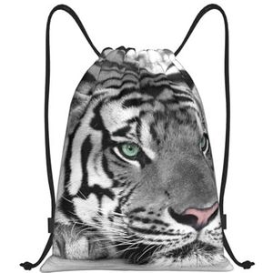 YWSOTRE Zwart Wit Tijger Print, Trekkoord Sackpack Unisex String Bag Sport Gym Bag Casual Dagrugzak Trekkoord Rugzak, M, zoals afgebeeld, Eén maat