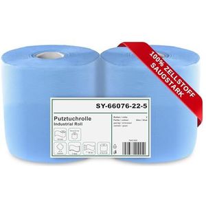 2 x blauwe absorberende papierrol, 1000 vellen, 22 x 36 cm, 2-laags geperforeerde papieren doeken, rol voor industrie, werkplaats en restaurant, diameter 25 cm