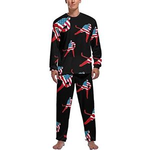 Amerikaanse hockeyspeler zachte herenpyjama set comfortabele loungewear top en broek met lange mouwen geschenken M
