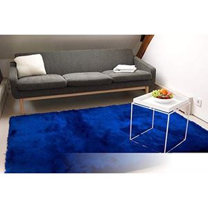 floor factory Exclusief Hoogpolig Shaggy Tapijt Satin blauw 160x230 cm edel zijdeachtig glanzend vloerkleed
