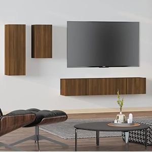 DIGBYS Meubels-sets-4-delige tv-kast set bruin eiken bewerkt hout