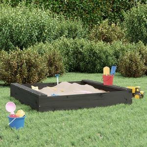 Buitenspeeltoestellen Zandbak met Zetels Grijs Vierkant Massief Houten Pine Toys & Games