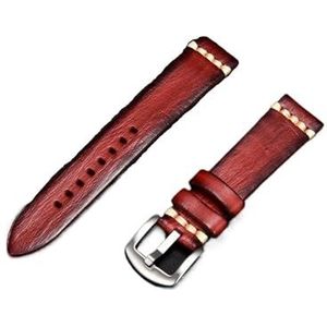 YingYou Retro Lederen Band Vintage Horlogebanden 18mm 20mm 22mm 24mm Horloges Accessoires Uniek Ontwerp Koeienhuid Horlogebandjes (Color : Red, Size : 22mm)