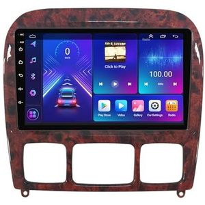 Dubbele DIN Android 14 autoradio voor Mercedes Benz S-Class W220 1998-2005 9 Duim QLED Touch screen-met Draadloze Carplay Android Auto GPS navigatie 4G WiFi(P4 4G+WIFI 8Core 2G+32G)
