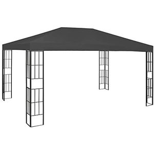 Gecheer Paviljoen, 3 x 4 m, antraciet, outdoor paviljoen, tuinpaviljoen, partytent, grillpaviljoen, pergola met dekzeil