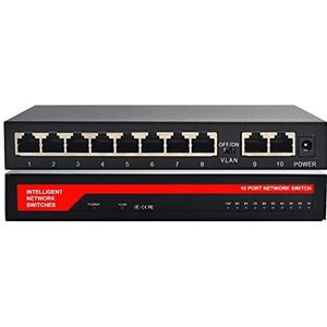 KuWFi 10-Poorts Gigabit Netwerkswitch, RJ45-Poort Fast Ethernet Switch, LAN Splitter/Verdeler 10/100/1000 Mbps, Metalen Plug-and-Play Voor Kantoor en Thuis
