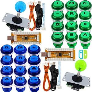 SJ@JX Arcade Game Controller USB Encoder 2 Player Gamepad Cherry MX Microswitch Button 8way Joystick for Nintendo Switch PC PS3 Retropie Raspberry Pi MAME