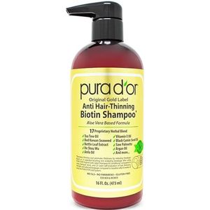 PURA D'OR Original Gold Label Anti-Ausdünnungs-Shampoo (473 ml) Klinisch getestet, mit Arganöl, Biotin und natürlichen Inhaltsstoffen versetzt, sulfatfrei, alle Haartypen, Männer und Frauen