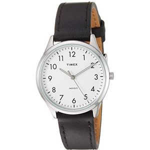 Timex Dames Modern Easy Reader 32mm Horloge, Zwart/Zilver-Toon/Wit, riem