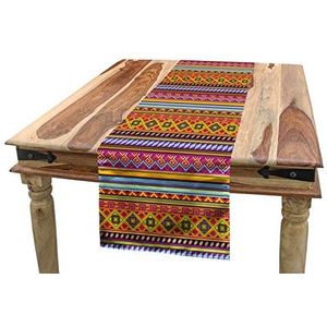 ABAKUHAUS Mexicaans- Tafelloper, Folk Vintage Geometrische, Eetkamer Keuken Rechthoekige Loper, 40 x 225 cm, Veelkleurig