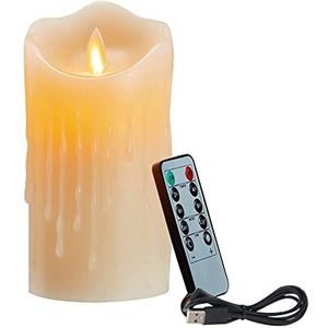 Tsadeer LED-kaarsen, flikkerende kaarsen, oplaadbare kaarsen, kaarsen in vera, 15 cm