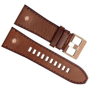 dayeer Lederen horlogeband Voor diesel DZ4476/4482 DZ7408 7406 4318 band Grote maat Mannen Horloge Band pols riem (Color : 15 Brown Rose gold, Size : 28mm)