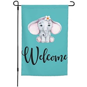 Tuin Vlag 30x45cm, Aquarel Baby Olifant Leuke Dier Blauwe Vlaggen Banner Lichtgewicht Welkom Vlag, Voor Festival, Activiteiten