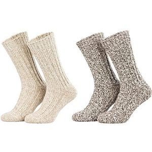 Piarini 4 paar Noorse sokken, wintersokken voor dames en heren, van schapenwol, grijs, natuur, blauw-antraciet gemêleerd, 35-38, 39-42, 43-46, 47-50, 4 x natuurlijk melange, 35/38 EU