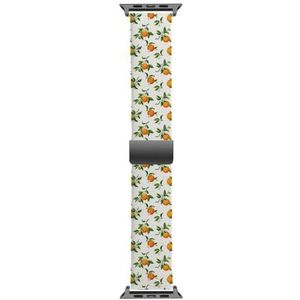 Solo Loop band compatibel met alle series Apple Watch 38/40/41mm (Orange Fruits Flowers) rekbare siliconen band band accessoire, Siliconen, Geen edelsteen