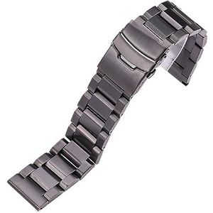 Roestvrij Stalen Horlogeband Armband 18 Mm 20 Mm 22 Mm 24 Mm Dames Heren Band Zwart Zilver Geborsteld Horlogebanden (Color : Black, Size : 24mm)