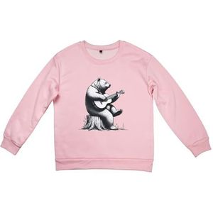 LFKVYZLC Vrouwen Bear spelen gitaar sweatshirts pullover trui, roze, S