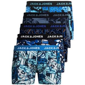 JACK & JONES 12204864 Boxershorts voor heren, set van 5 stuks, wit, zwart, blauw, grijs, trunks, XL