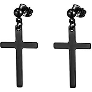 1-12 paar zwarte roestvrij staal Stud Earrings Rings Set Cross Cone Dangle Oorbellen voor mannen vrouwen CZ Piercing sieraden Set