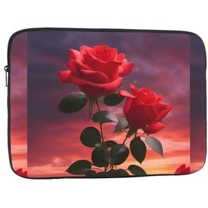Twee rode rozen zacht interieur, stijlvolle bescherming, laptoptas, verkrijgbaar in vijf maten, biedt perfecte bescherming voor uw apparaten, computerbinnenzak