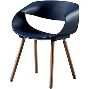 GEIRONV 1 stuks moderne keuken eetkamerstoelen, houten poten rugleuning stoel eetkamerstoelen vrije tijd plastic stoel kantoor vergaderstoel Eetstoelen (Color : Blue, Size : 47x50x80cm)