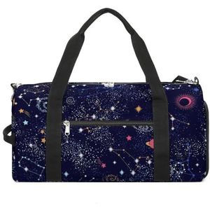 Space Galaxy Constellation Zodiac Star grappige gymtas met schoenenvak reizen plunjezak weekendtas overnachtingstas yoga tas