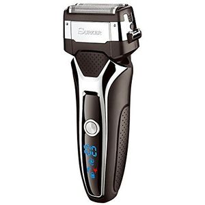 SURKER Scheerapparaat voor heren, elektrisch scheerapparaat, scheerapparaat, elektrisch scheerapparaat, droogscheerapparaat, USB-lading, zwart/grijs
