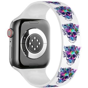 Solo Loop band compatibel met alle series Apple Watch 38/40/41mm (menselijke schedel bloem krans los) rekbare siliconen band band accessoire, Siliconen, Geen edelsteen