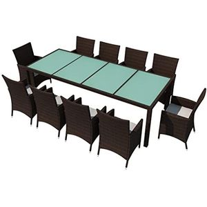 VidaXL 21-delige tuin eettafel polyrotan bruin