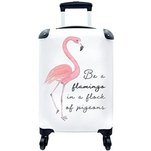 MuchoWow® Koffer - Roze - Flamingo - Tekening - Past binnen 55x40x20 cm en 55x35x25 cm - Handbagage - Trolley - Fotokoffer - Cabin Size - Print