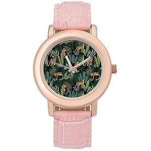 Leopard in The Jungle Horloges voor Vrouwen Mode Sport Horloge Vrouwen Lederen Horloge