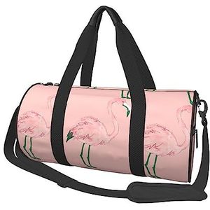 Hand flamingo vogel ronde gymtas grote capaciteit reizen plunjezak, duurzame ronde reizen sport tassen, zwart, één maat, Zwart, Eén maat