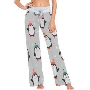Mnsruu Dames pyjamabroek Leuke Kleurrijke Pinguïn Sneeuwvlokken, C194, S