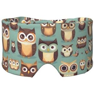 Dier Cartoon Uilen Leuke Print Slaap Oog Oor Masker Zachte en Comfortabele Oogblinder Blinddoek Schaduw voor Mannen Vrouwen