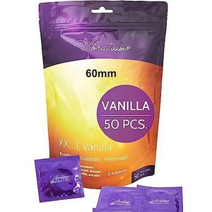 VIBRATISSIMO Condooms XXL vanille, 50 stuks, premium aroma, voor mannen, dun wand, geurig, b = 60 mm