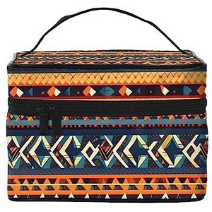 Afrikaanse textiel patchwork print make-up tas,Draagbare cosmetische tas,Grote capaciteit reizen make-up case organizer, Afrikaanse nationale patronen, Eén maat