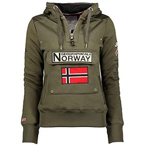 Geographical Norway GYMCLASS - Vrouwen Sweatshirt Hoody And Pockets Kangaroo Vrouwen Sweatshirt Lange Mouwen Sweater Winter Comfort - Hoodie Jacket Tops Sport Katoen (KHAKI 2XL - MAAT 5)