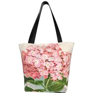 BeNtli Schoudertas, canvas draagtas grote tas vrouwen casual handtas herbruikbare boodschappentassen, roze bloemenprint, zoals afgebeeld, Eén maat